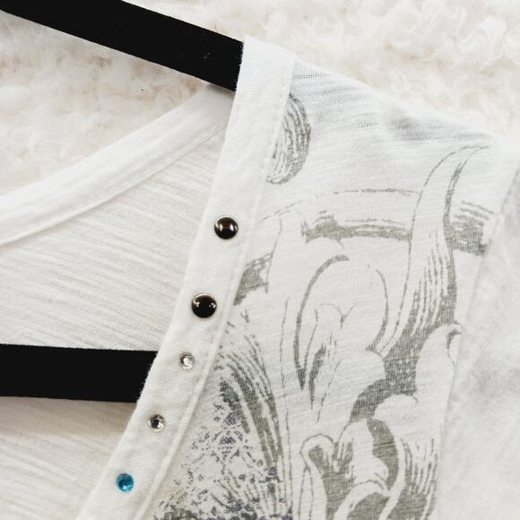 T-Shirt Size XL Aqua Blue Stud Rhinestone Boho Soft Glam Vacation Resort Whimsy - Picture 5 of 12